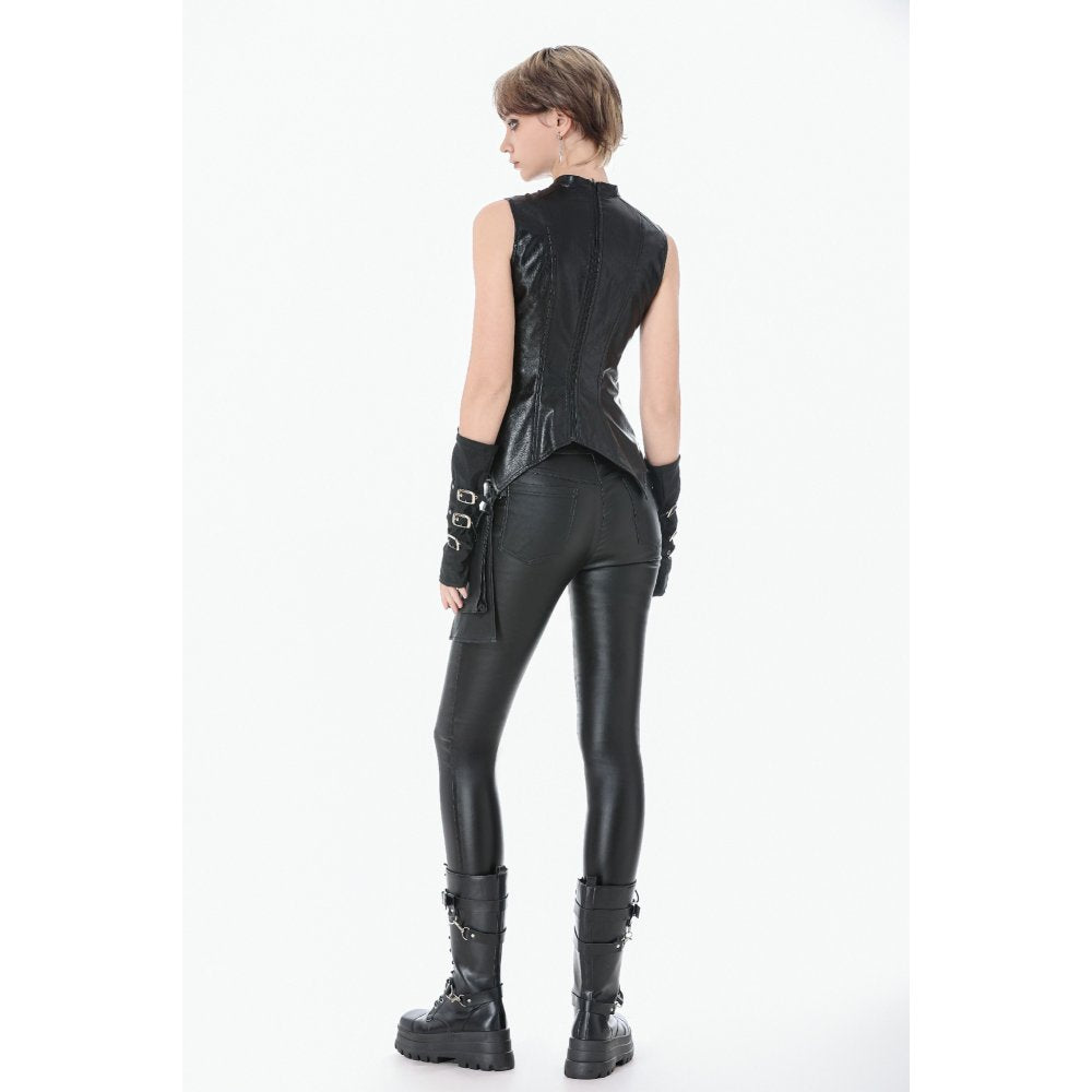 Dark in Love Punk Leather-Look Strap Detail Trousers | High-Waisted