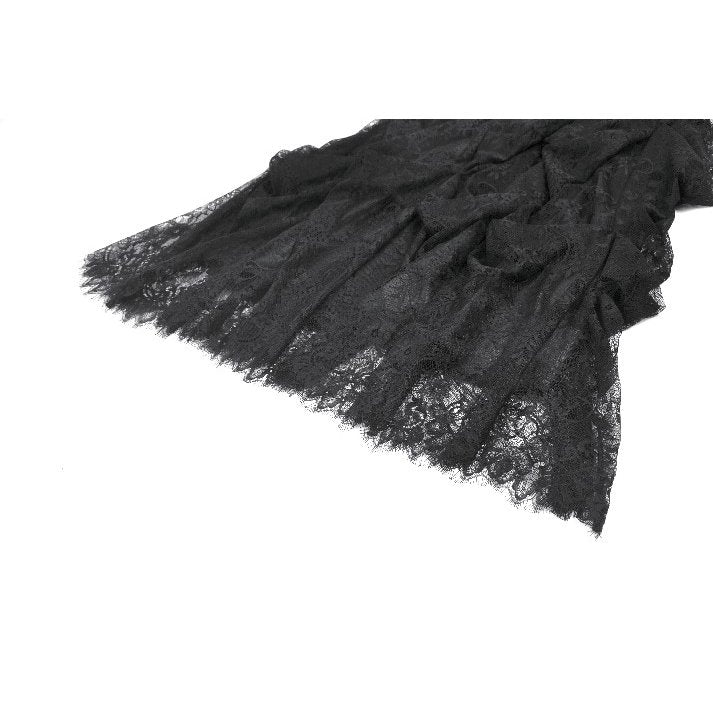 Dark in Love Gloriana Gothic Black Tulle and Lace Draped Maxi Skirt
