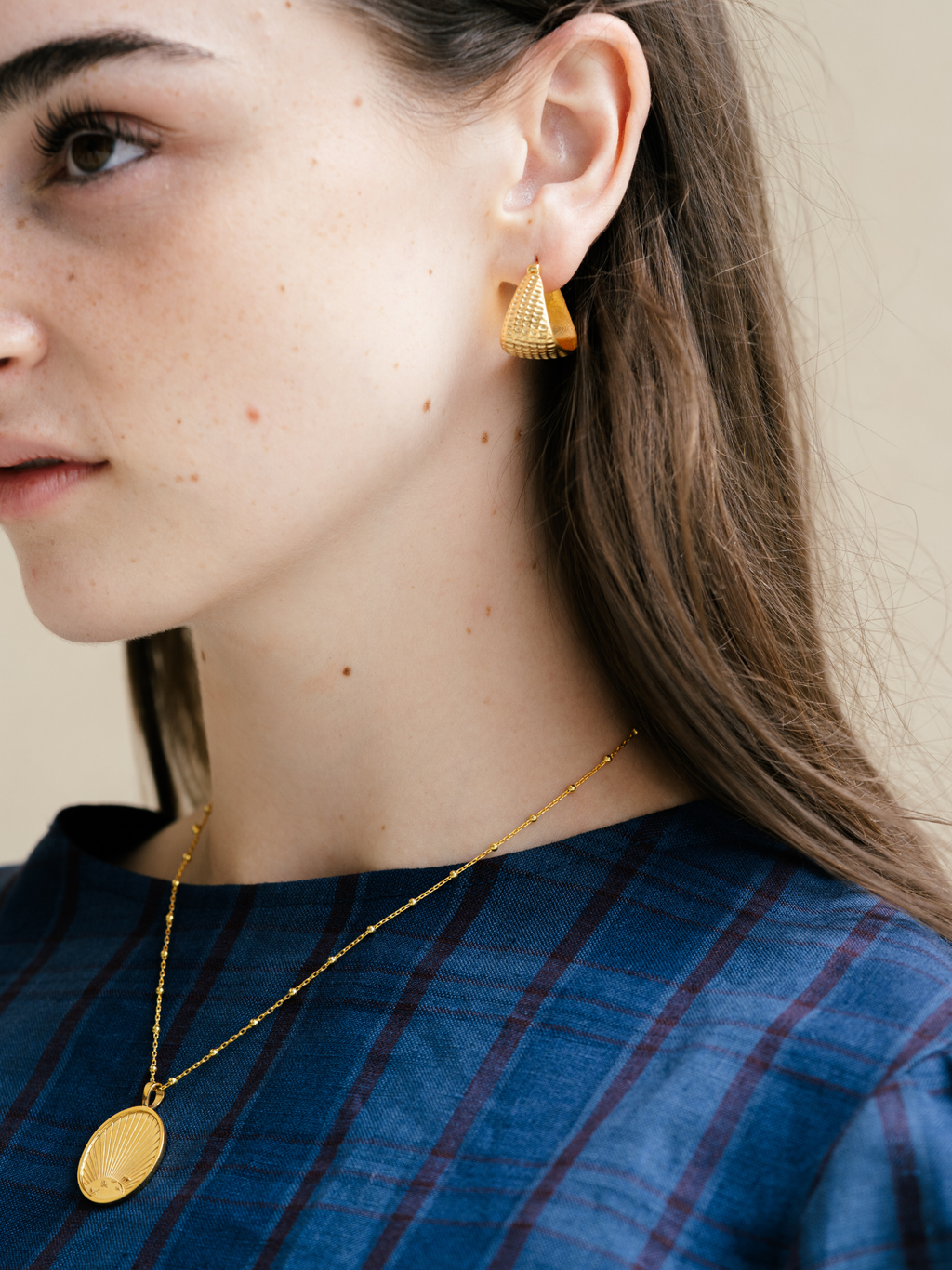 No More Nobody Angela Gold Vermeil Angular Hoop Earrings - Recycled Silver