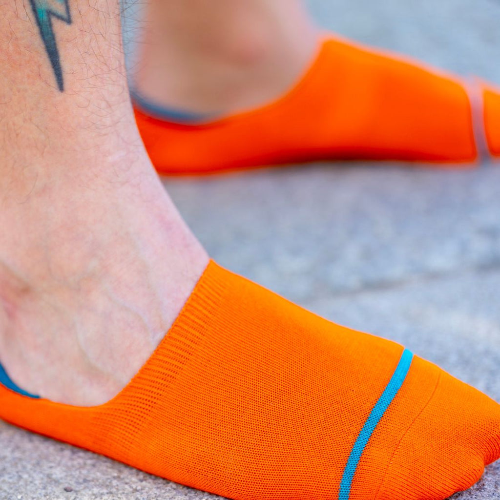 Swole Panda Neon Orange No-Show Bamboo Socks – Breathable & Invisible