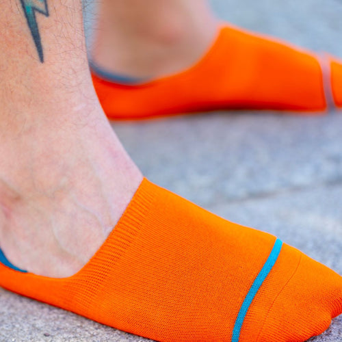Swole Panda Neon Orange No-Show Bamboo Socks – Breathable & Invisible