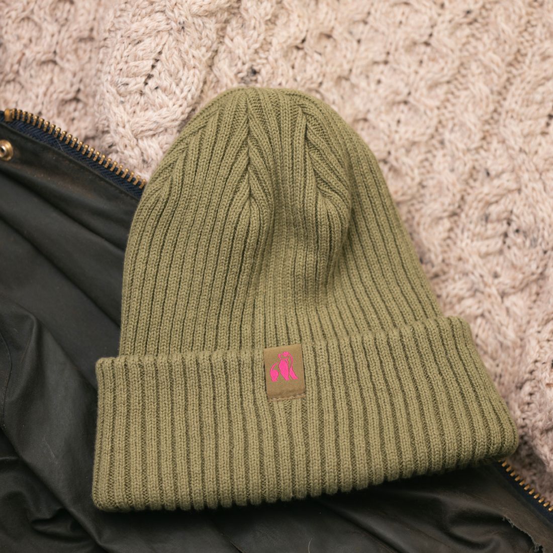 Swole Panda Organic Cotton Beanie – Sustainable Unisex Hat in Olive