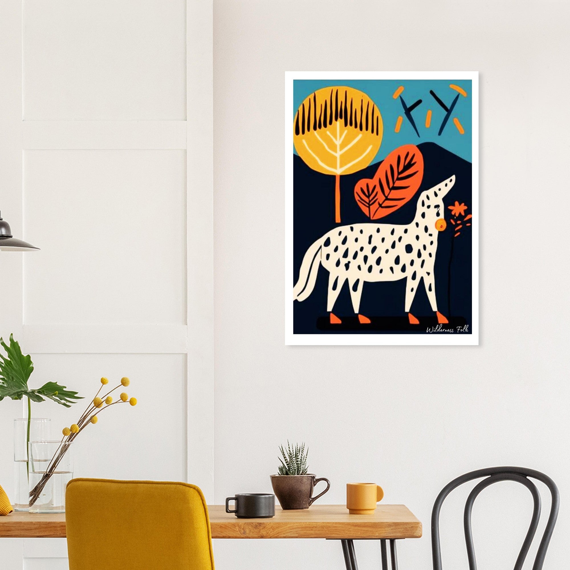 Stylish Folk Art Poster - Modern Animal Illustration - Scandinavian Wall Décor