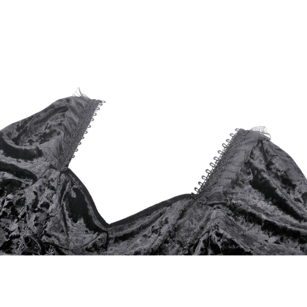 Dark in Love Seraphina Black Velvet Lace High-Low Gothic Dress