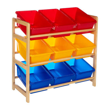 Orsina Kids 3-Tier Toy Storage Unit – Pine Frame Playroom Organizer