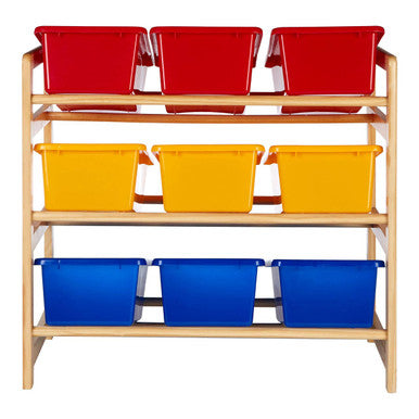Orsina Kids 3-Tier Toy Storage Unit – Pine Frame Playroom Organizer