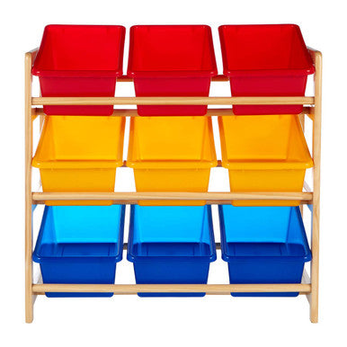 Orsina Kids 3-Tier Toy Storage Unit – Pine Frame Playroom Organizer