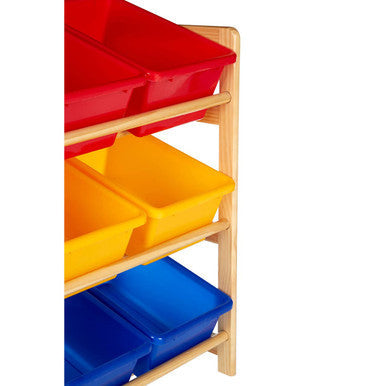 Orsina Kids 3-Tier Toy Storage Unit – Pine Frame Playroom Organizer