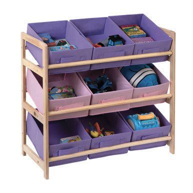Orsina Kids Toy Storage Unit – 9 Canvas Tubs Organizer for Playrooms