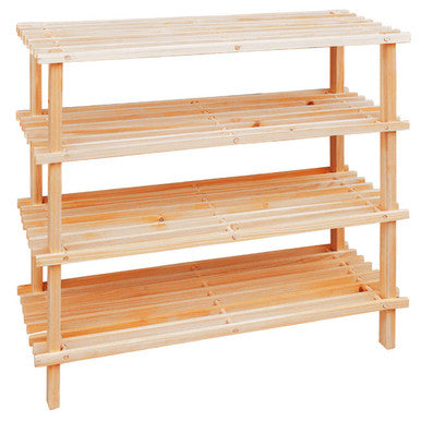 Orsina Arla 4 Tier Wooden Shoe Rack | Natural Entryway Storage Organiser