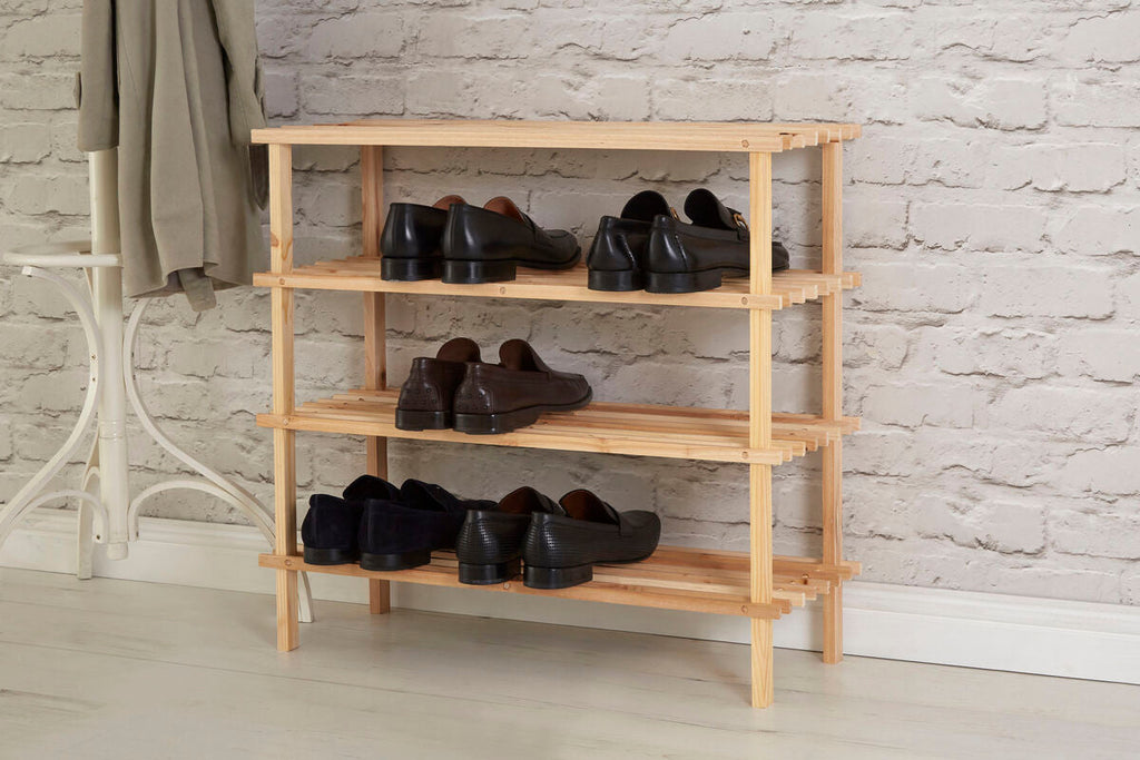 Orsina Arla 4 Tier Wooden Shoe Rack | Natural Entryway Storage Organiser