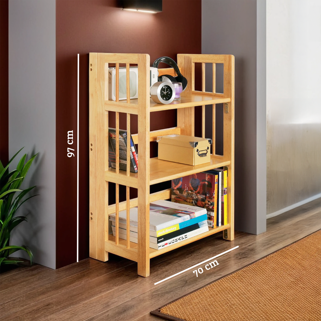 Orsina Heva 3-Tier Foldable Hevea Wood Stackable Shelf Unit