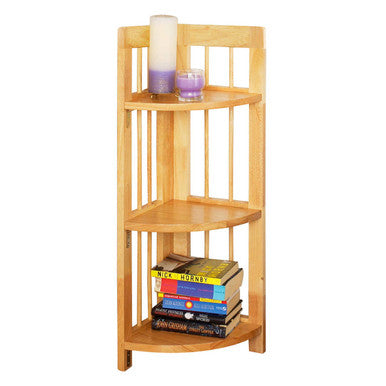 Orsina Heva 3-Tier Corner Shelf Unit | Tropical Hevea Wood Storage