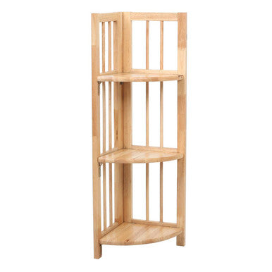 Orsina Heva 3-Tier Corner Shelf Unit | Tropical Hevea Wood Storage