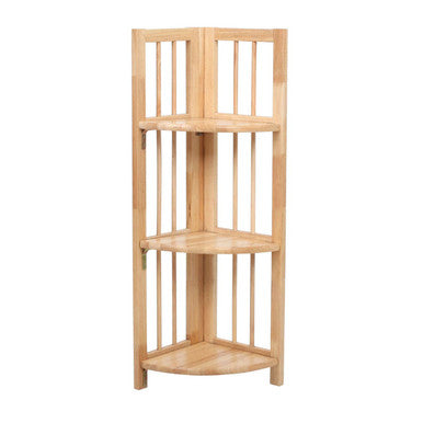 Orsina Heva 3-Tier Corner Shelf Unit | Tropical Hevea Wood Storage