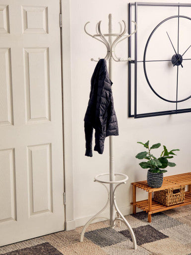 Orsina Kennedy Floor Standing Coat Stand | White Finish, 184cm