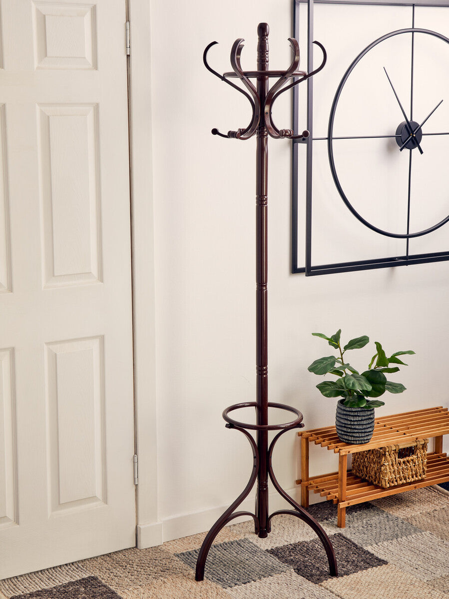 Orsina Kennedy Mahogany Wood Coat Stand | Traditional Hallway Rack