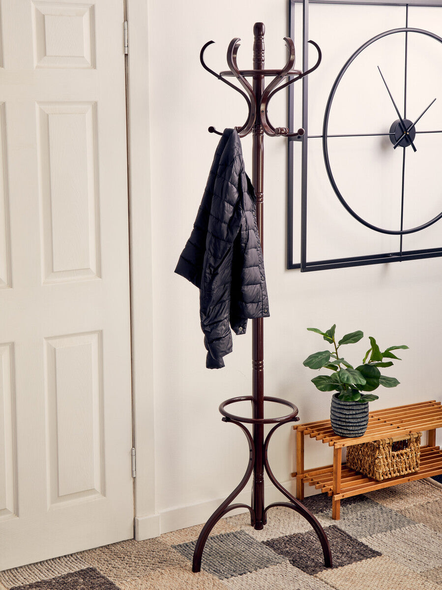 Orsina Kennedy Mahogany Wood Coat Stand | Traditional Hallway Rack