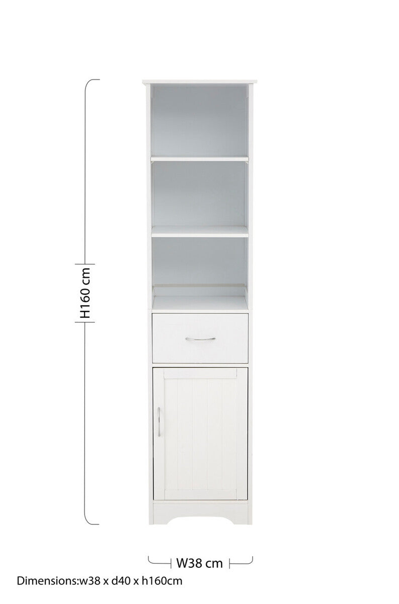 Orsina Portland Tall Cabinet – Slim White Bathroom Storage Tower