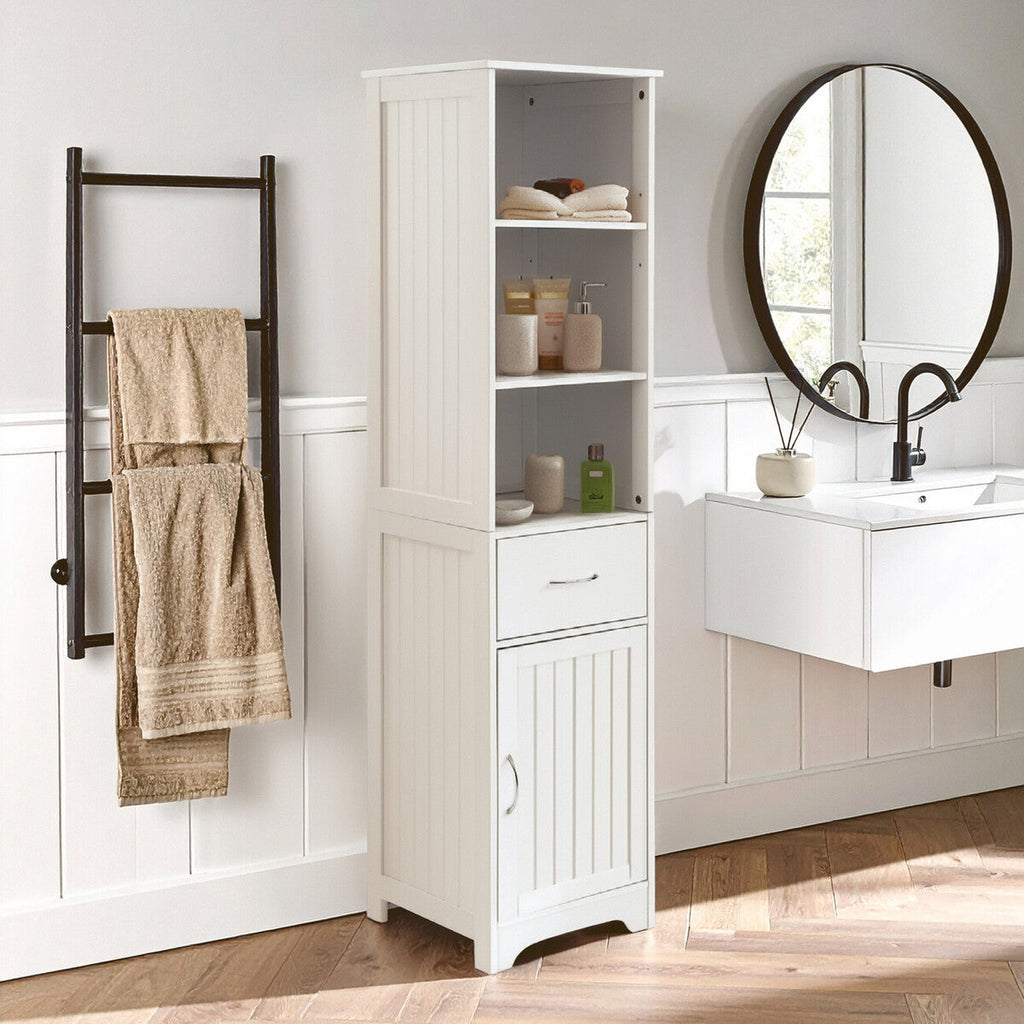 Orsina Portland Tall Cabinet – Slim White Bathroom Storage Tower