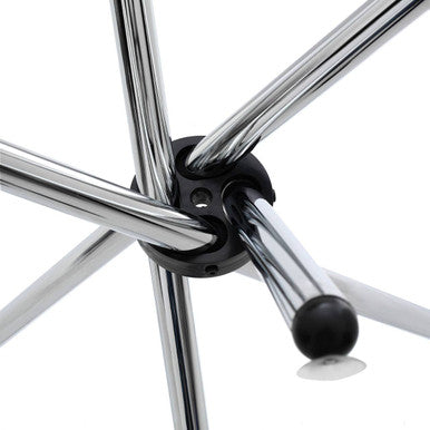 Orsina Afton Round Glass Dining Table – Silver Metal Cross Base