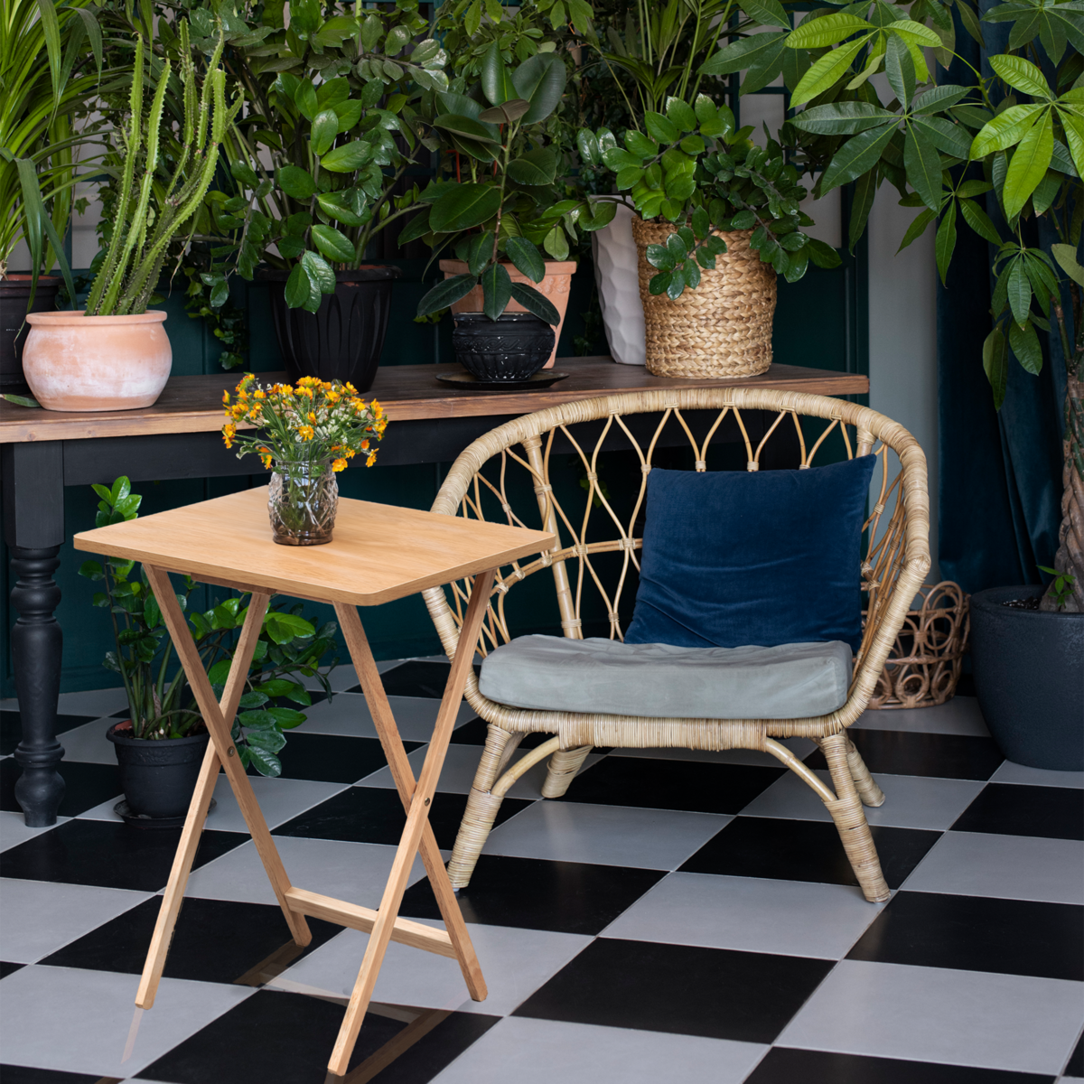 Orsina Heva Tropical Hevea Wood Folding Snack Table – Modern Furniture