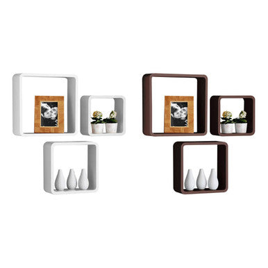 Orsina Kayli White Wall Cubes – Set of 3 Floating Modern Display Shelves
