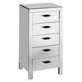 Orsina Vincenzo 5-Drawer Mirrored Chest – Tall Bevelled Glass Dresser