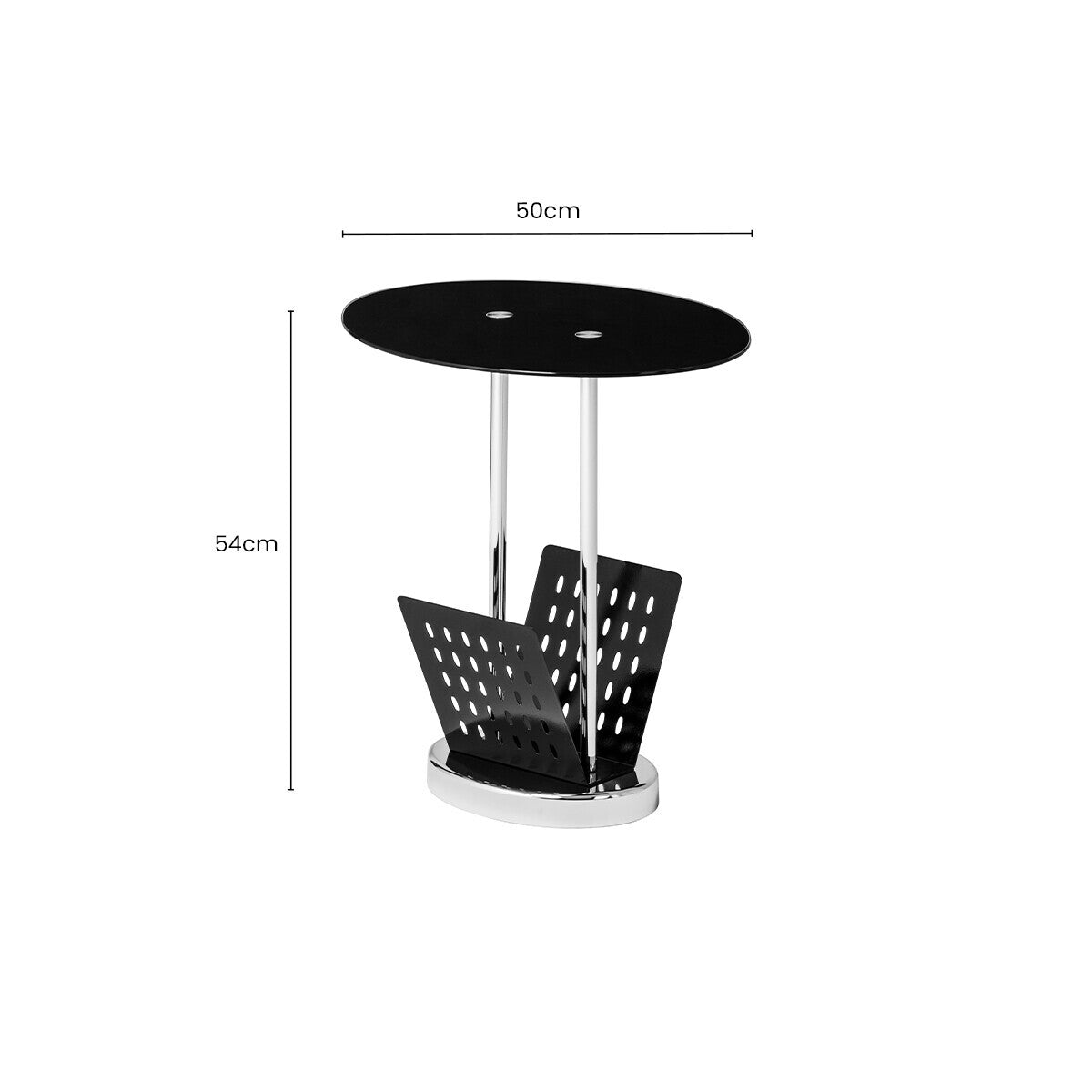 Orsina Adam Black Glass Side Table with Integrated Magazine Rack