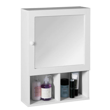 Orsina Port White Wood Mirrored Cabinet | Modern Bathroom Storage