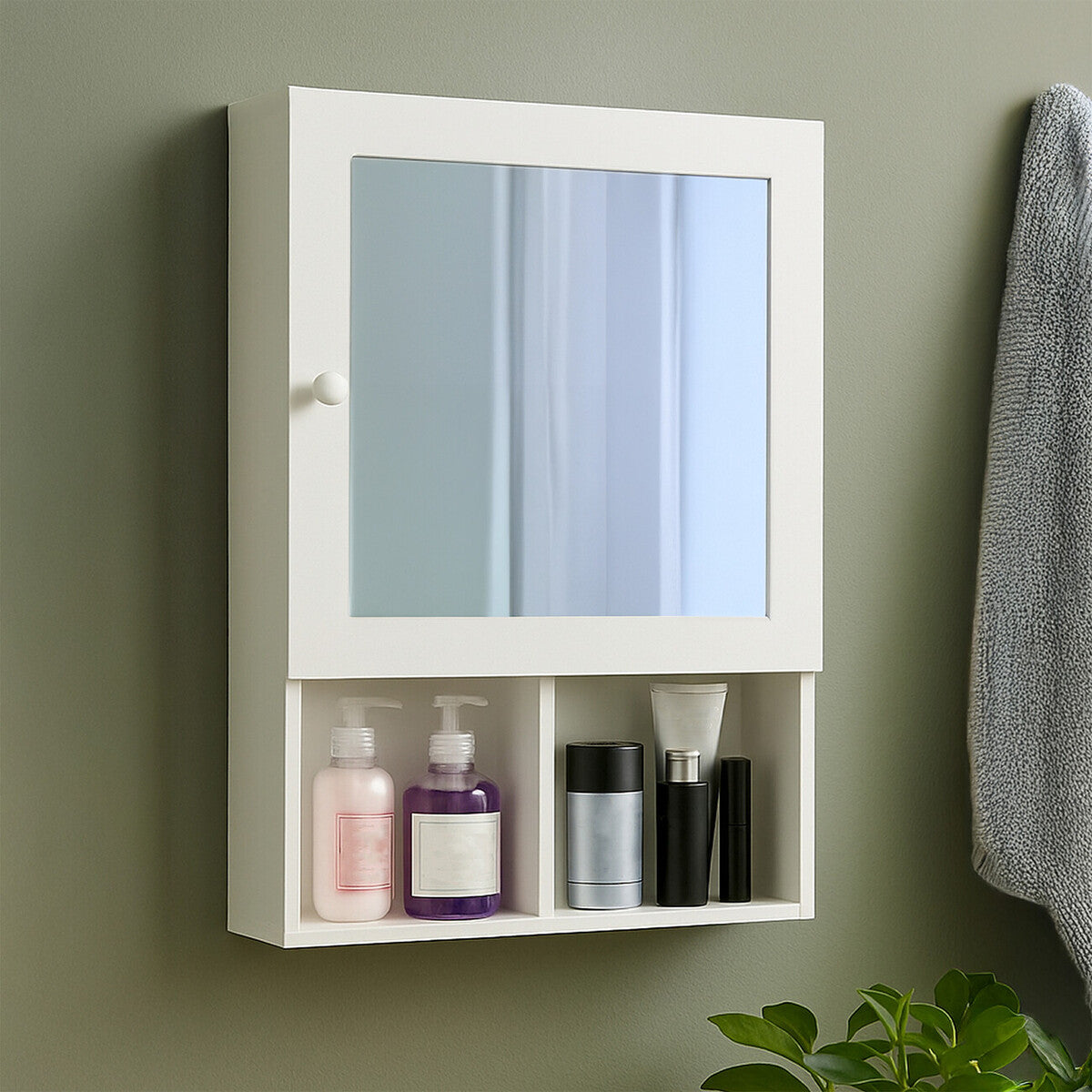 Orsina Port White Wood Mirrored Cabinet | Modern Bathroom Storage