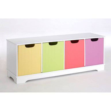 Orsina Isla Kids Toy Storage Unit - White with 4 Coloured Boxes