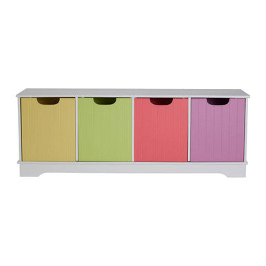Orsina Isla Kids Toy Storage Unit - White with 4 Coloured Boxes