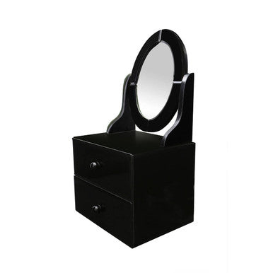 Orsina Gala Black Glass Vanity Mirror with Drawers | Makeup Mirror