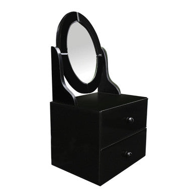 Orsina Gala Black Glass Vanity Mirror with Drawers | Makeup Mirror