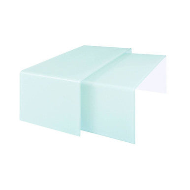 Orsina Cascade Nest of 2 Aqua Green Curved Glass Coffee Tables