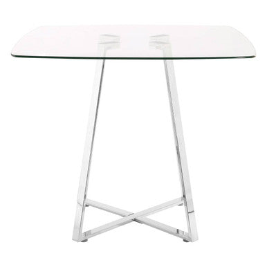 Orsina Metropolitan Square Glass Dining Table with Silver Metal Base