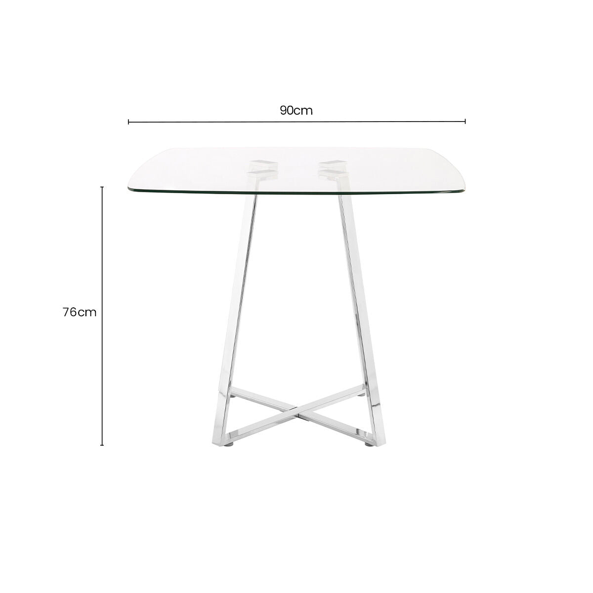 Orsina Metropolitan Square Glass Dining Table with Silver Metal Base