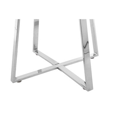 Orsina Metropolitan Square Glass Dining Table with Silver Metal Base