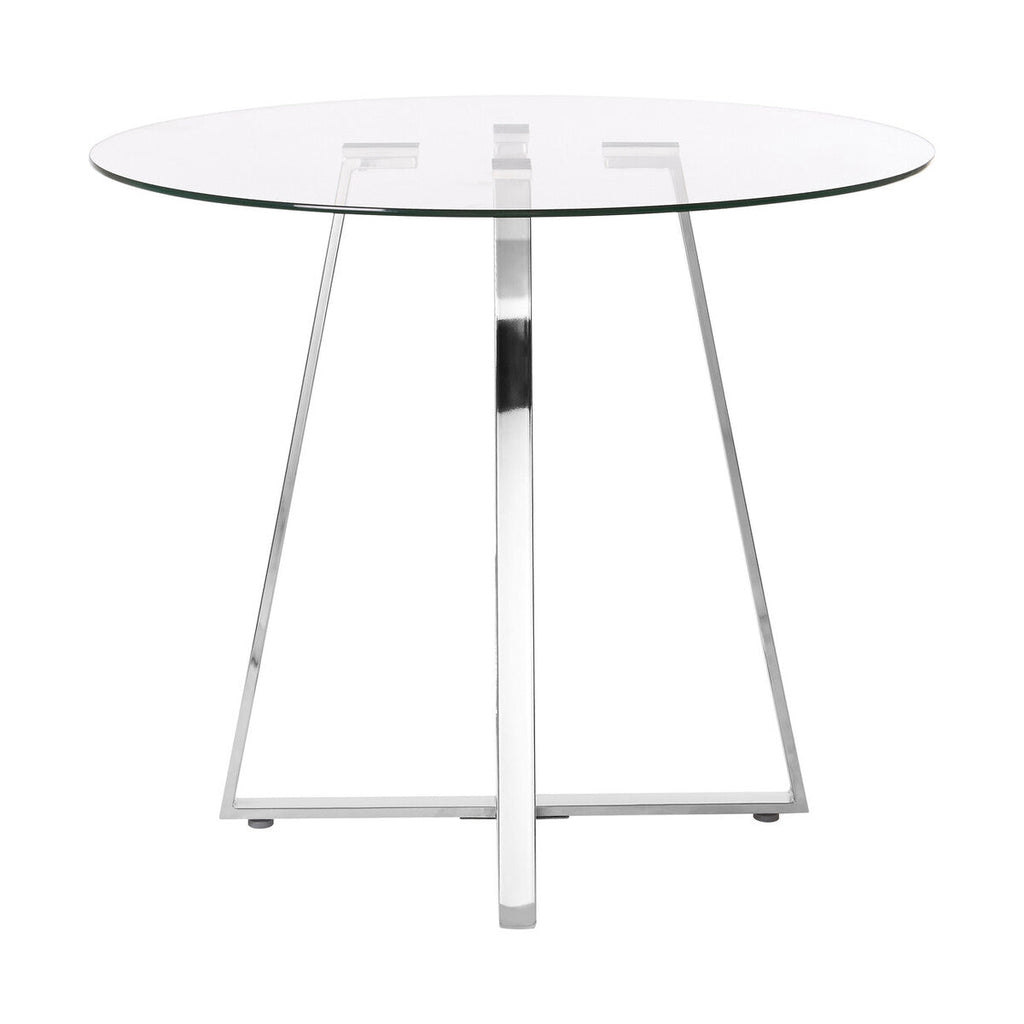 Orsina Metropolitan Round Glass Dining Table with Silver Metal Base