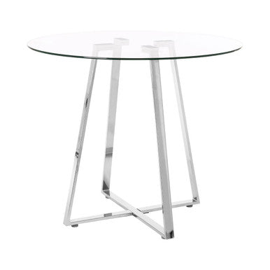 Orsina Metropolitan Round Glass Dining Table – Silver Steel Frame