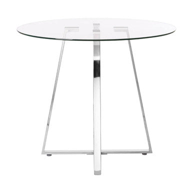 Orsina Metropolitan Round Glass Dining Table – Silver Steel Frame
