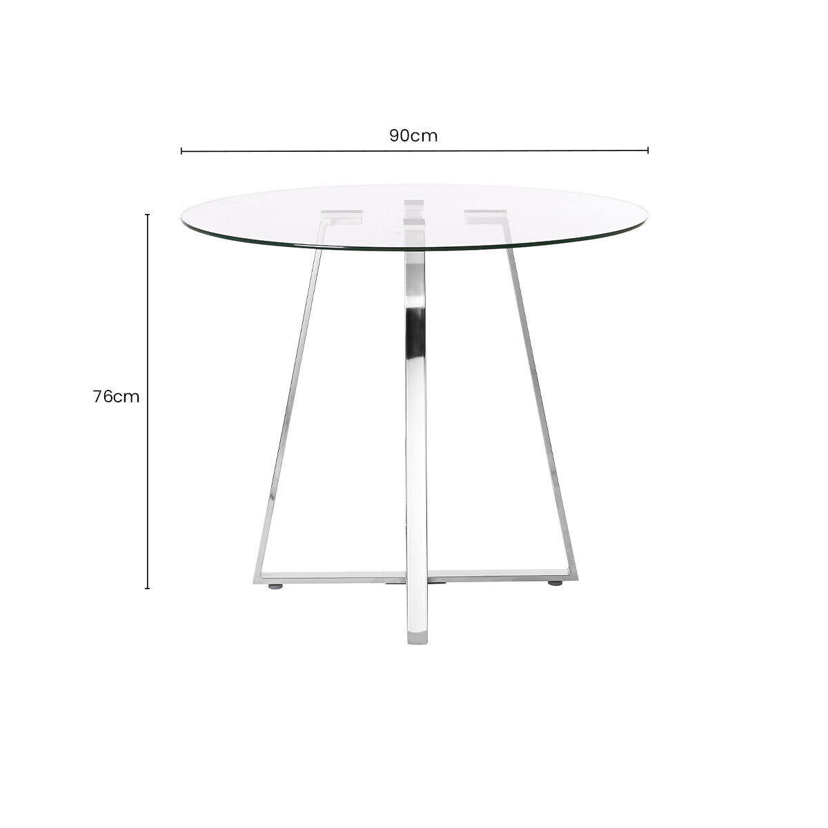 Orsina Metropolitan Round Glass Dining Table with Silver Metal Base