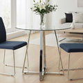 Orsina Metropolitan Round Glass Dining Table – Silver Steel Frame