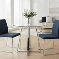 Orsina Metropolitan Round Glass Dining Table with Silver Metal Base