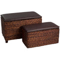 Orsina Cattail Leaf Woven Ottoman Storage Baskets – Set of 2