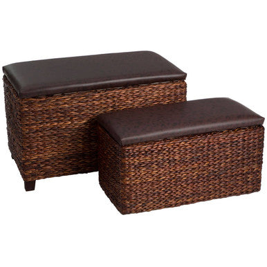 Orsina Cattail Leaf Woven Ottoman Storage Baskets – Set of 2