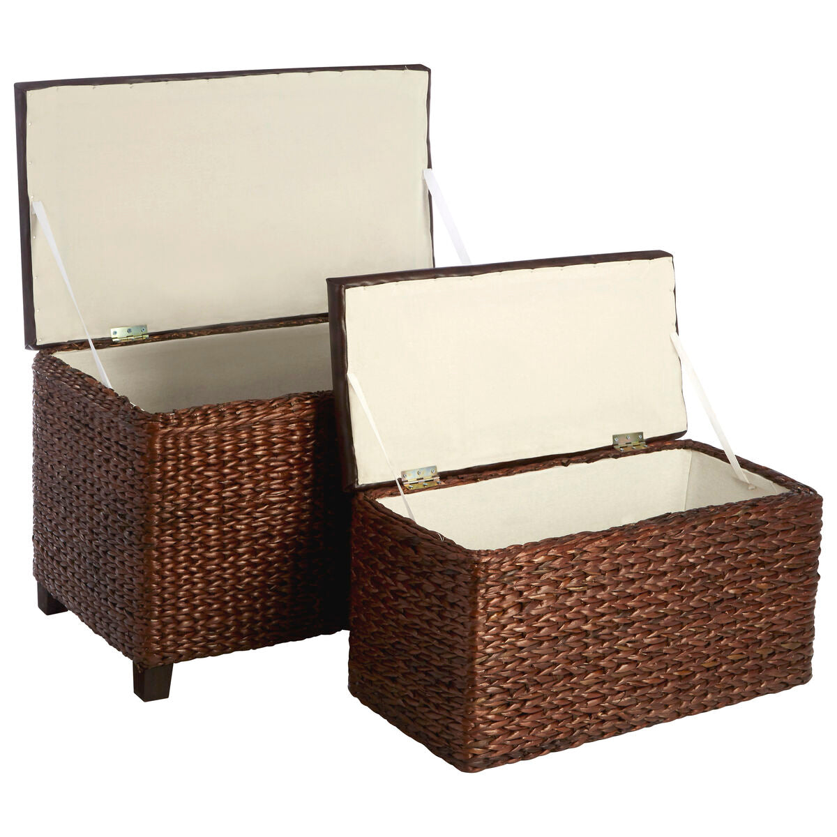 Orsina Cattail Leaf Woven Ottoman Storage Baskets – Set of 2