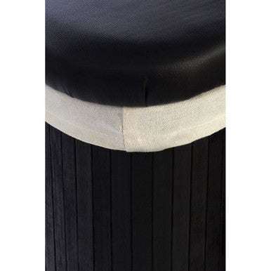 Orsina Bambi Black Bamboo Storage Ottoman Set of 2 with Canvas Lids