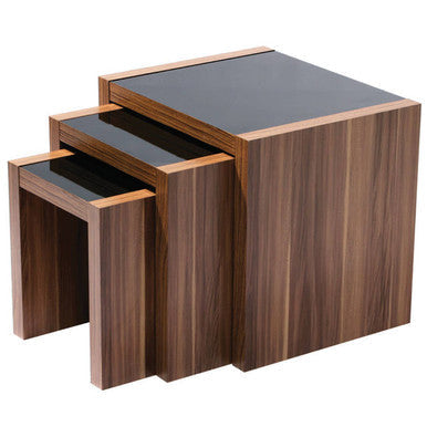 Orsina Fargo Walnut Veneer Nest of 3 Tables – Mid-Century Side Tables